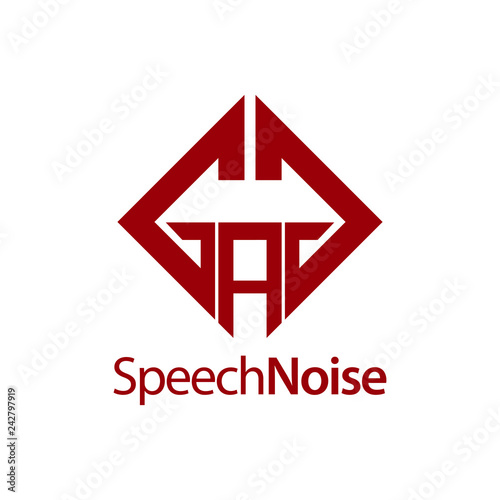Speech Noise. Initial letter GAG square logo concept design template
