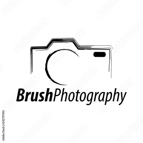 Brush Photography. Abstract illustration camera icon logo concept design template