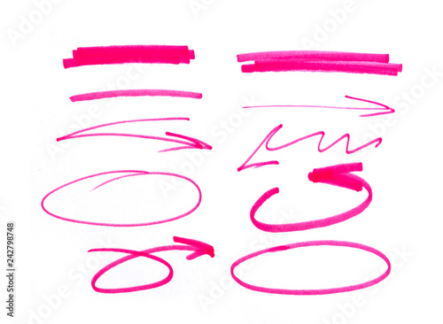 set of orange abstract hand-painted marker.