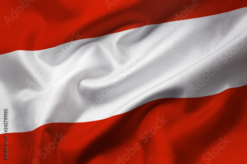 Satin texture of curved flag of Austria