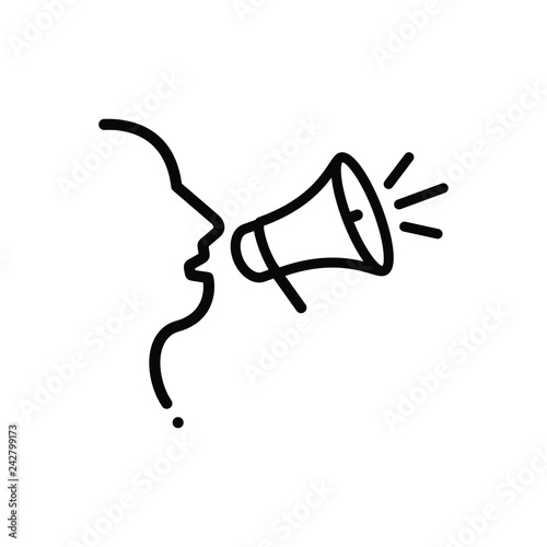 Black line icon for outspoken