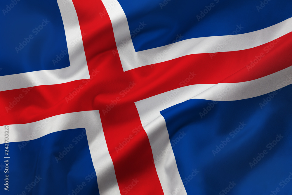 Fototapeta premium Satin texture of curved flag of Iceland