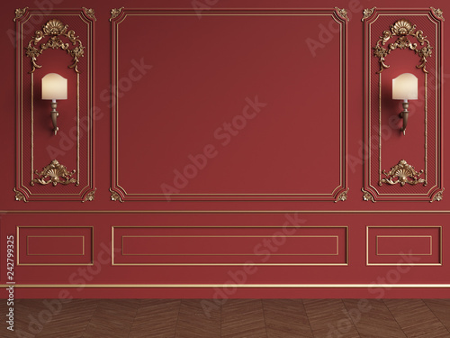 Classic interior wall with mouldings photo