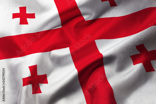 Foto Satin texture of curved flag of Georgia