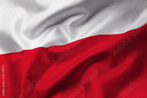Schilderij op canvas Satin texture of curved flag of Poland