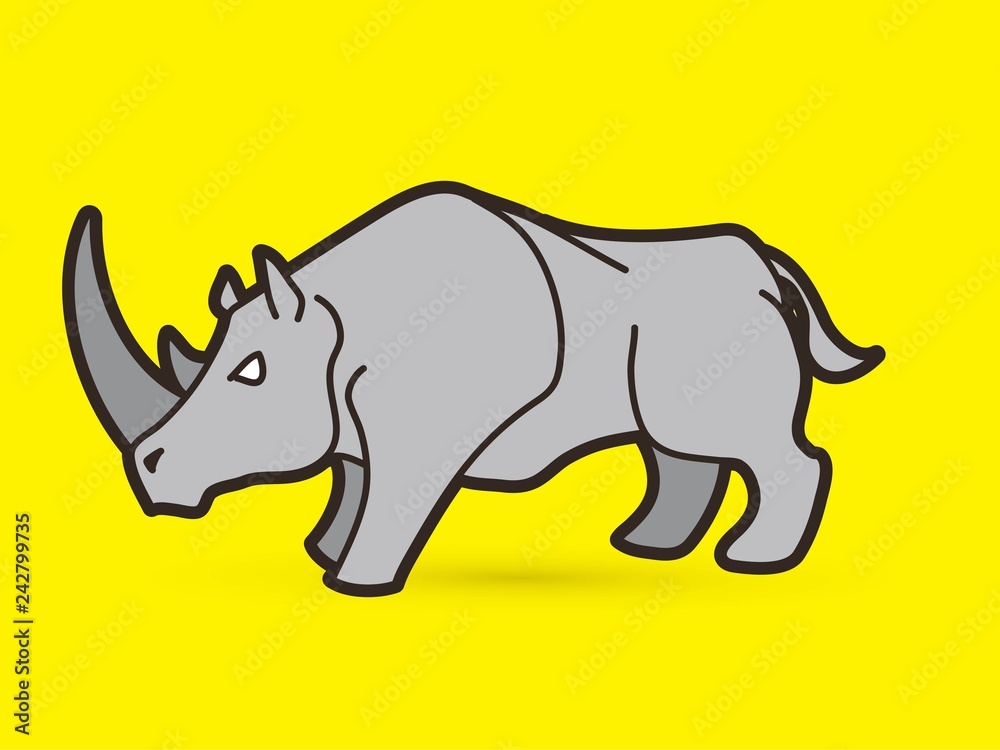 Obraz premium Angry Rhino ready to fight cartoon graphic vector.