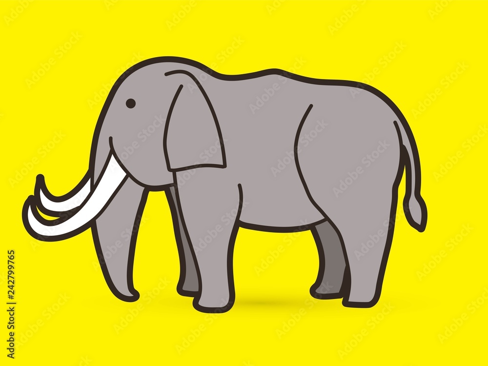 Elephant cartoon graphic vector.