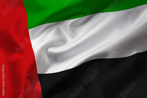 Foto Satin texture of curved flag of United Arab Emirates