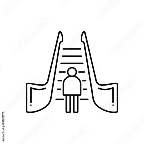 Black line icon for escalator 