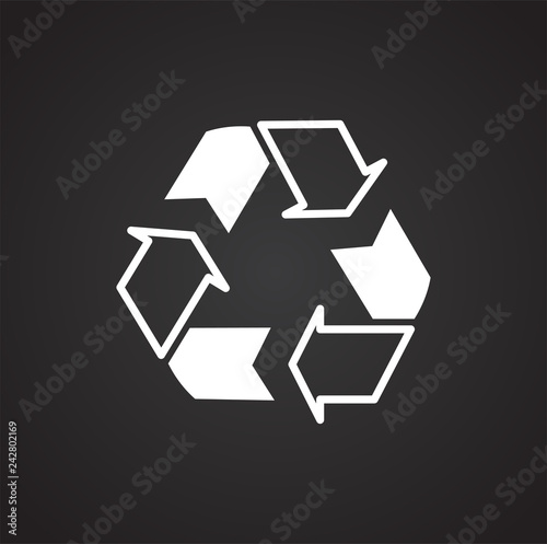 Ecology recycling icon on black background for graphic and web design, Modern simple vector sign. Internet concept. Trendy symbol for website design web button or mobile app