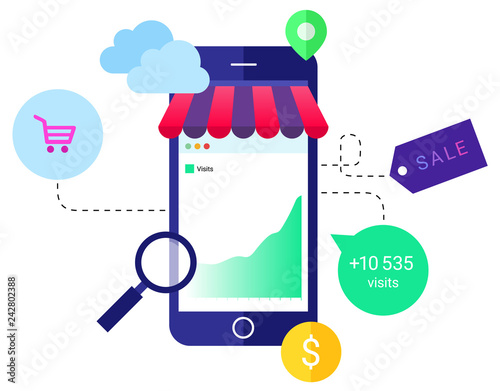 illustration for internet marketing and seo optimization Affiliate program traffic convertion and web scrapping concepts for web and design