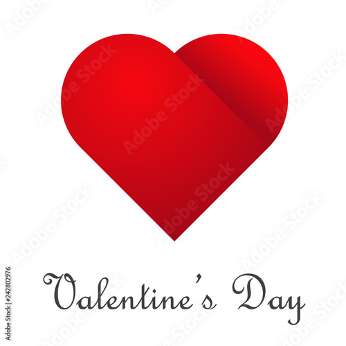 Logotipo abstracto con texto Valentine's Day con corazon dividido con gradiente rojo