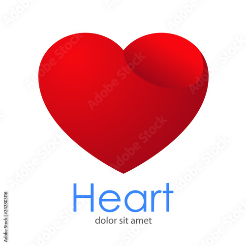 Logotipo abstracto con texto Heart con corazón con hueco en gradiente rojo