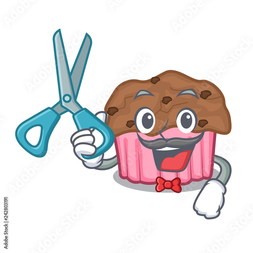 Barber chocolate muffins on cartoon cake paper