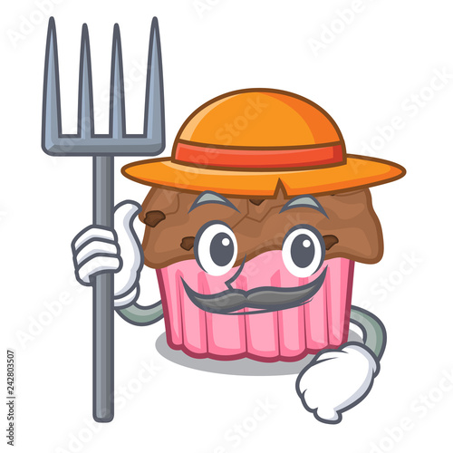 Farmer chocolate muffins on cartoon cake paper