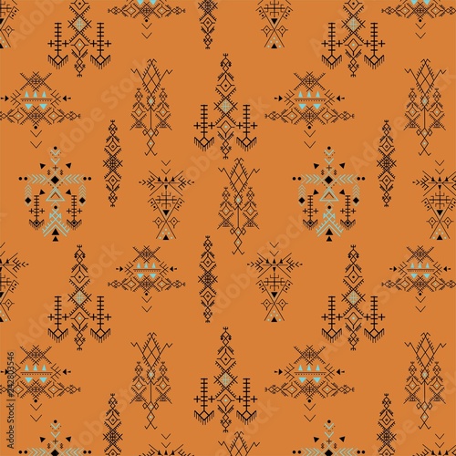 Tribal seamless pattern - Berber native signs ,ethnic background,folk elements.