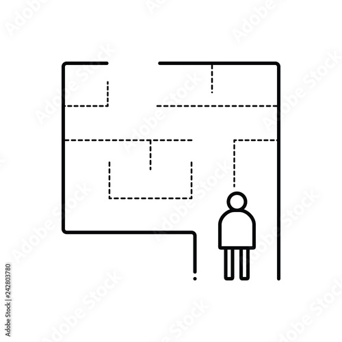 Black line icon for evacuation plan 