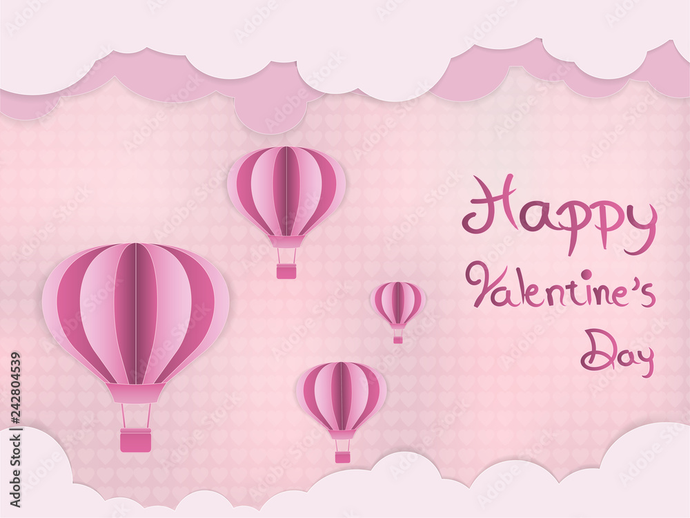 Valentine's day with air balloon on the sky