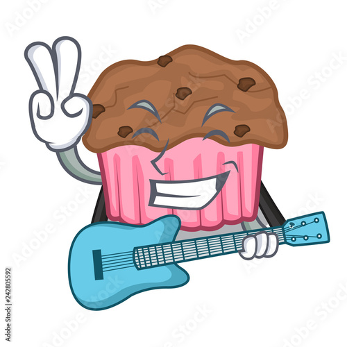 With guitar choclate muffins on grilled board character