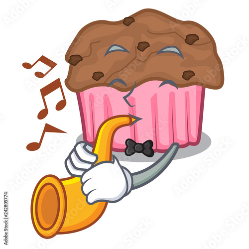 With trumpet choclate muffins on grilled board character