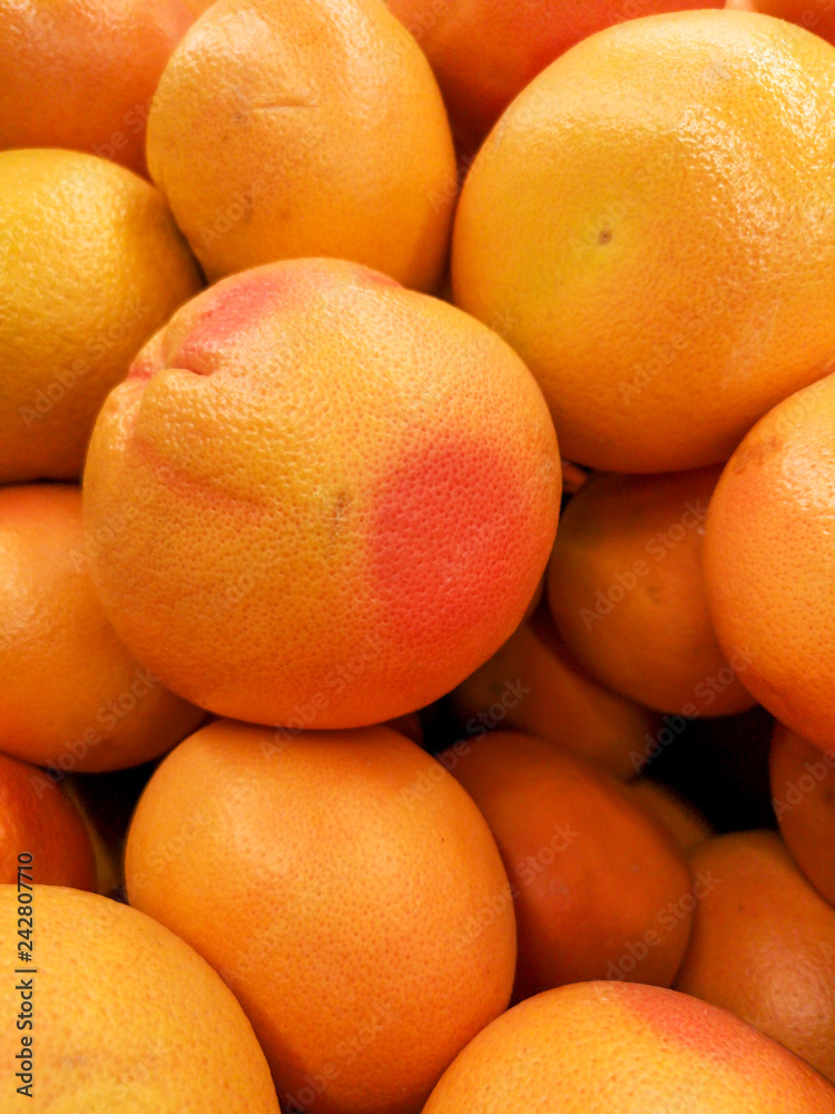 Ripe grapefruit on shop window Ripe grapefruit on shop window
