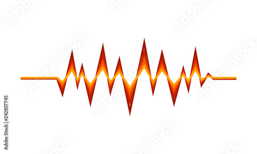 Red-orange sound pulse. Digital music wave. Audio equalizer. Technology theme. Vector design