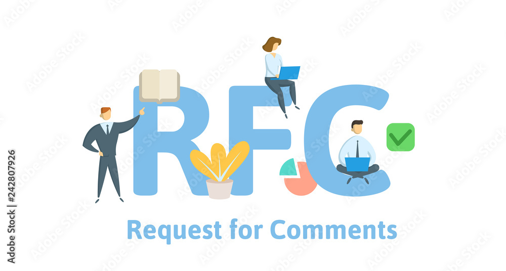 RFC, Request For Comments. Concept With Keywords, Letters And Icons ...