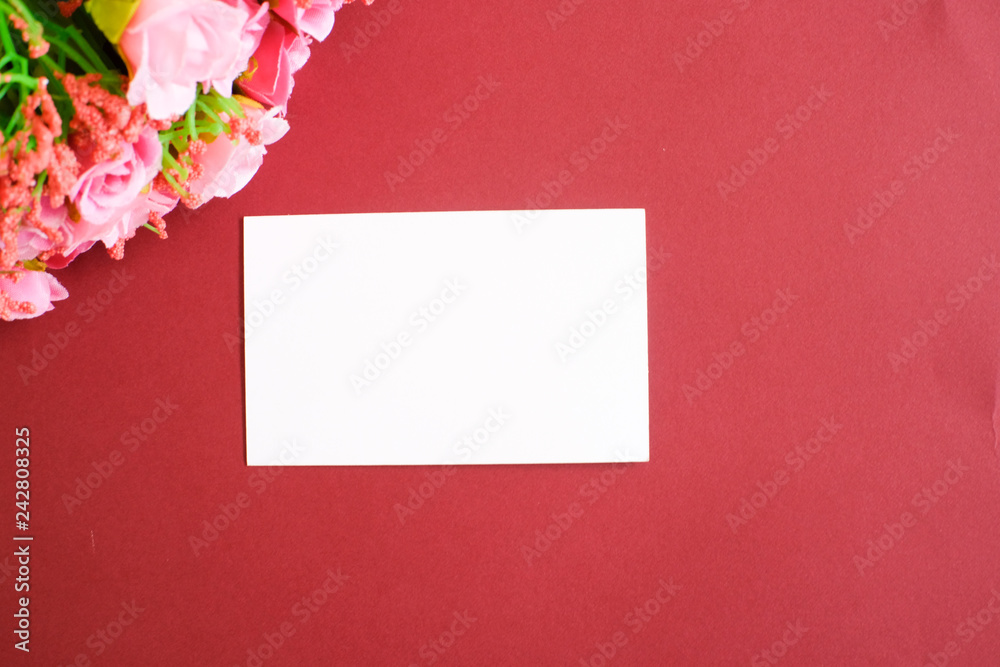 Mockup of business card white paper on background Mockup of business card white paper on background