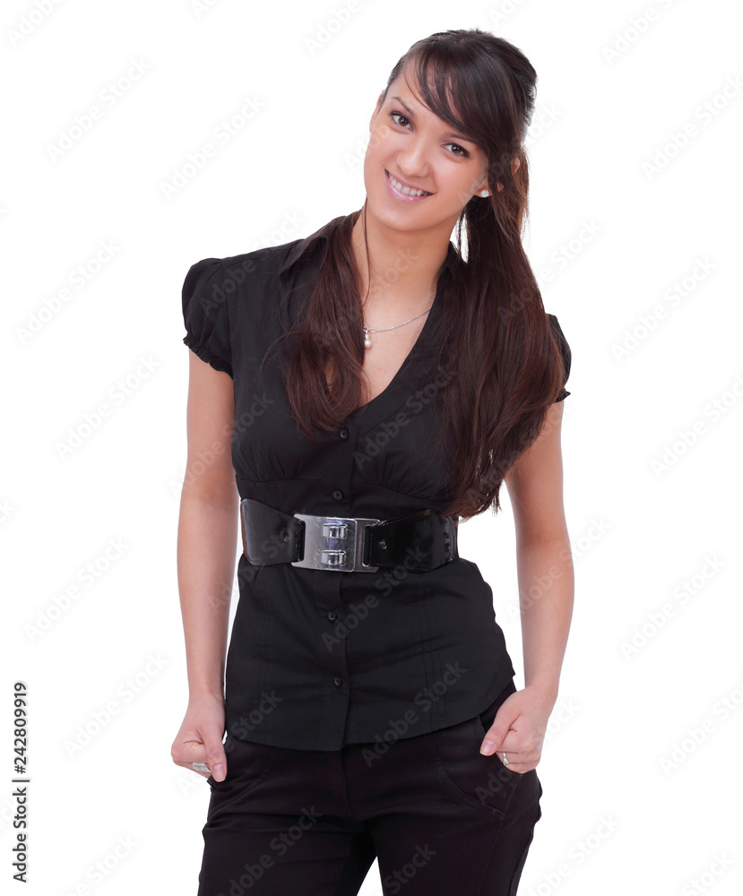 portrait of a successful young woman.isolated on white