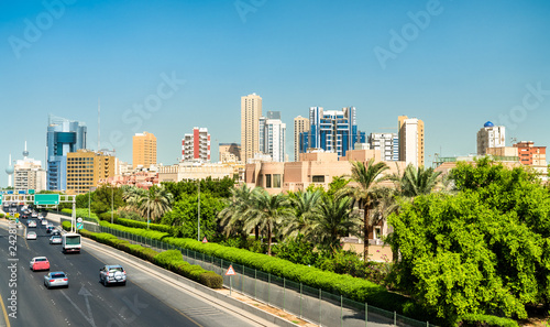Skyline of Kuwait City along the First Ring Road