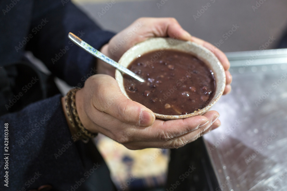 Fototapeta premium Korean food Red bean porridge. red bean soup