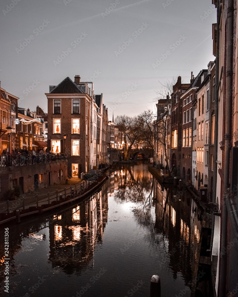 Night photography in Utrecht city, the Netherlands
