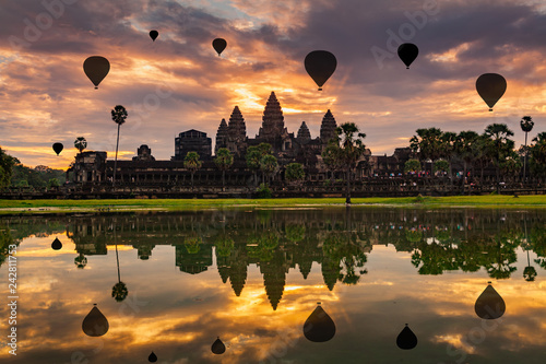 Sunrise on Angkor Wat Temple in Cambodia. photo