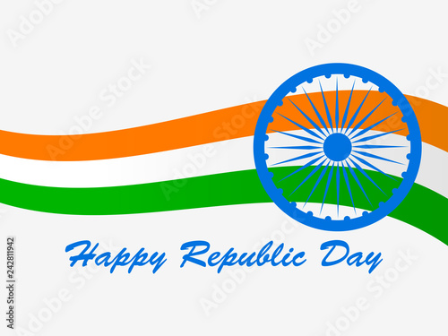Happy Republic Day of India. National flag and simbol of India. Vector illustration