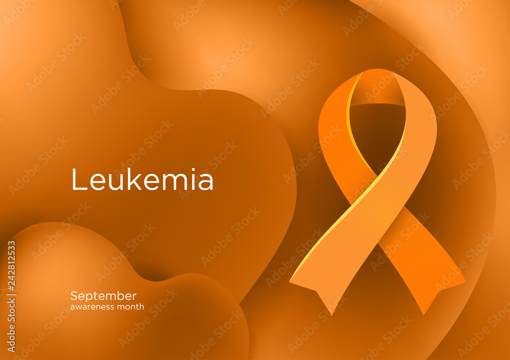 Leukemia or Leukaemia awareness month in September. Orange color ribbon