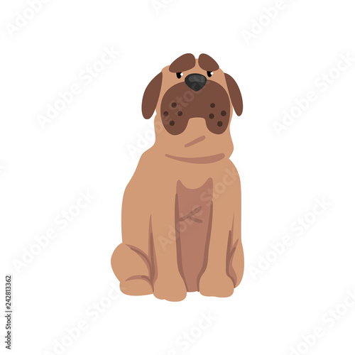 Cute bulldog dog  funny pet character  furry human friend vector Illustration