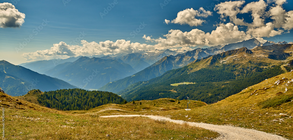 Fototapeta premium Mountains around Madonna di Campiglio Madonna di Campiglio in the summertime, Italy,Northern & Central Brenta mountain groups ,Western Dolomites, Trentino-Alto Adige, Italy
