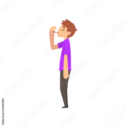Young man character drinking alcohol vector Illustration