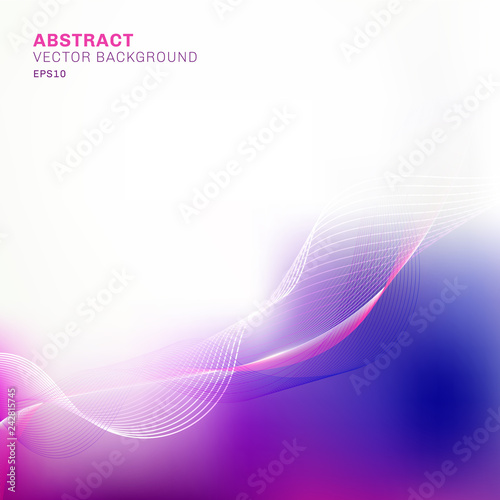 Abstract template blue and purple blurred background with lines wave pattern with copy space.