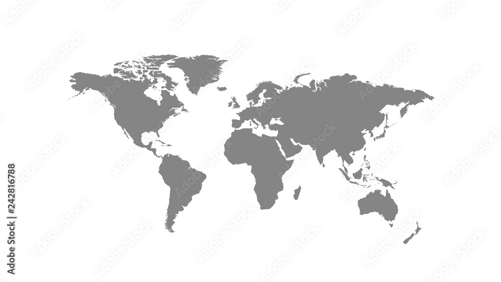 Naklejka premium Szara mapa świata