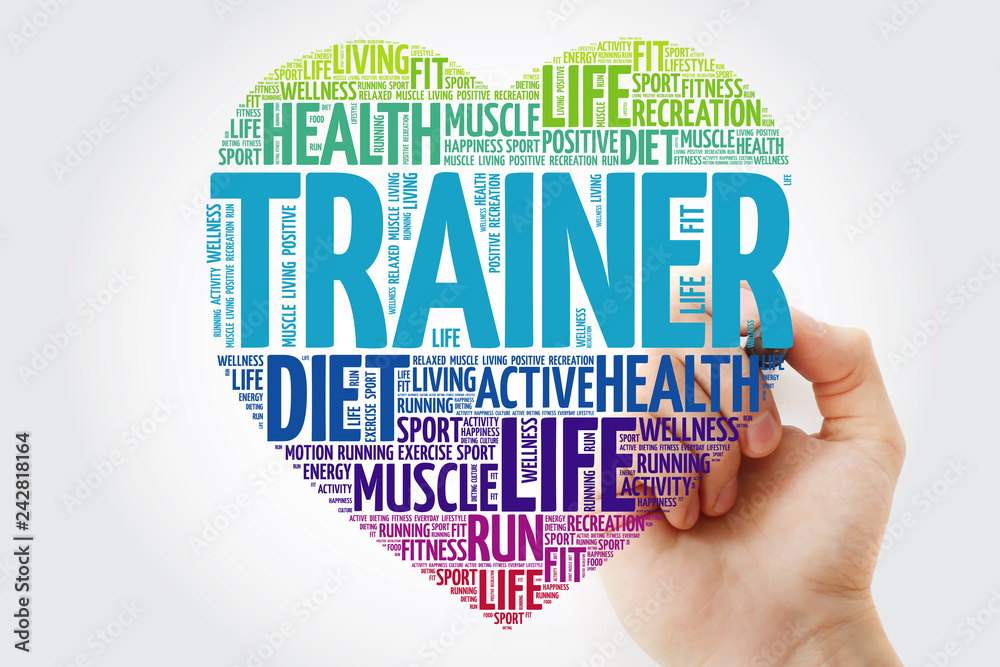 Φωτογραφία Trainer heart word cloud with marker, fitness, sport, health concept