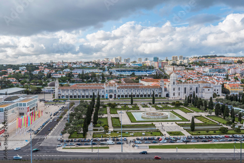 Panorama with the Jeronimos Monastery in the Belem district of Lisbon
