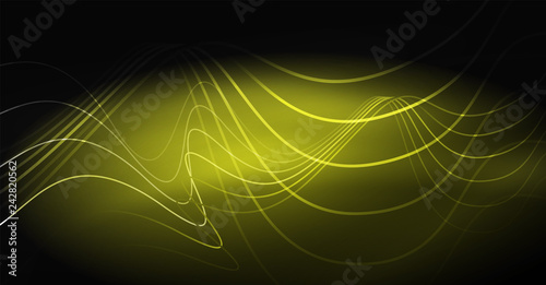 Neon lines wave background. Abstract composition