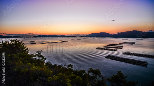 Cuadro en lienzo 日本、岡山県、瀬戸内海、朝の牛窓と多島美、瀬戸大橋付近、倉敷市、玉野市