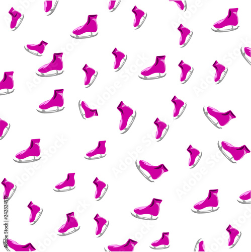 pink skates on white background vector