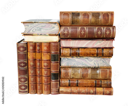Аntique books on white back...