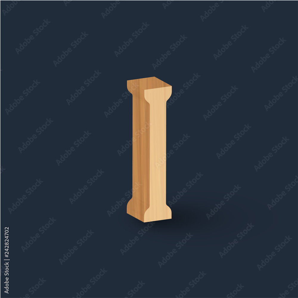 3D wood font character, vector 3D wood font character, vector