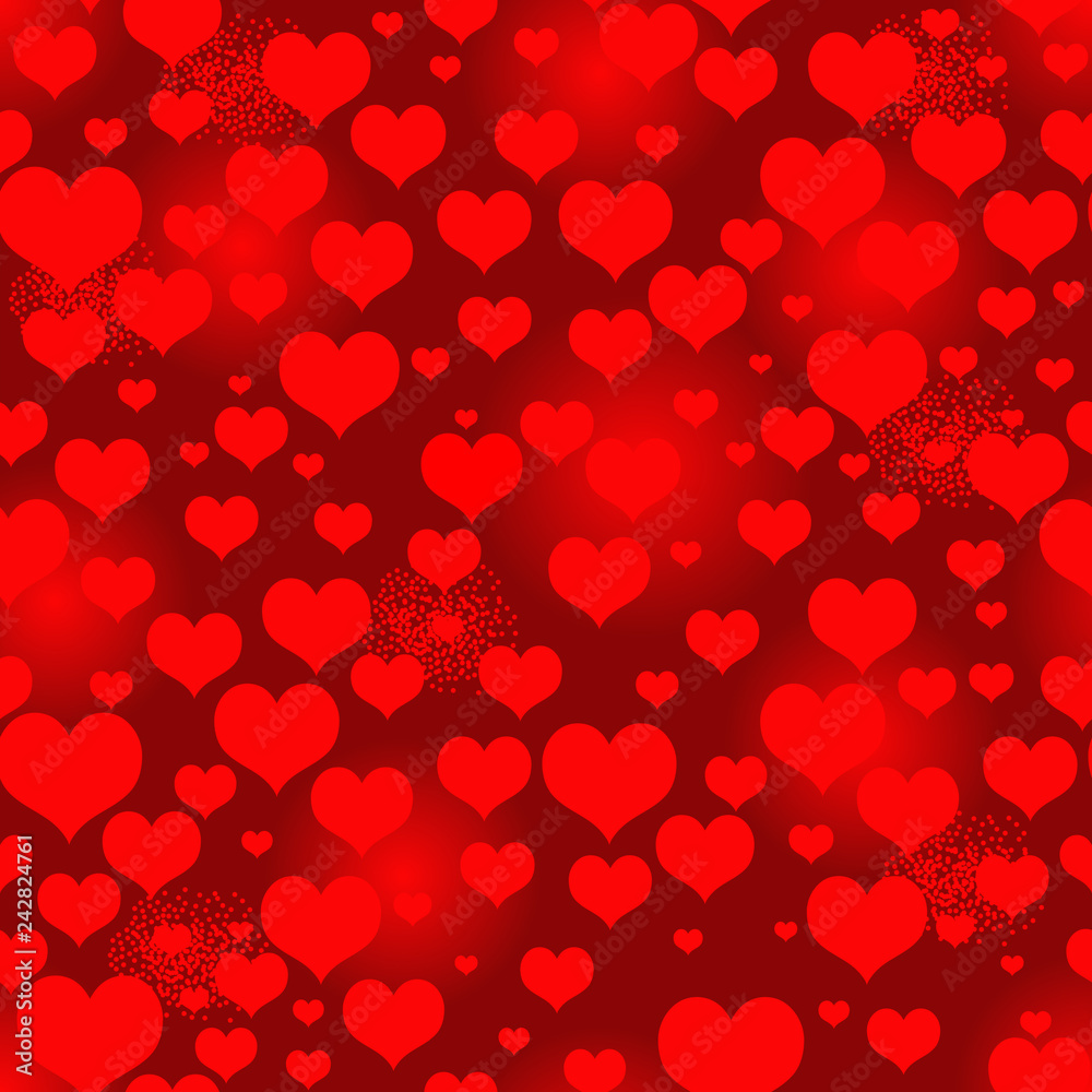 Seamless vivid red valentine pattern with heart