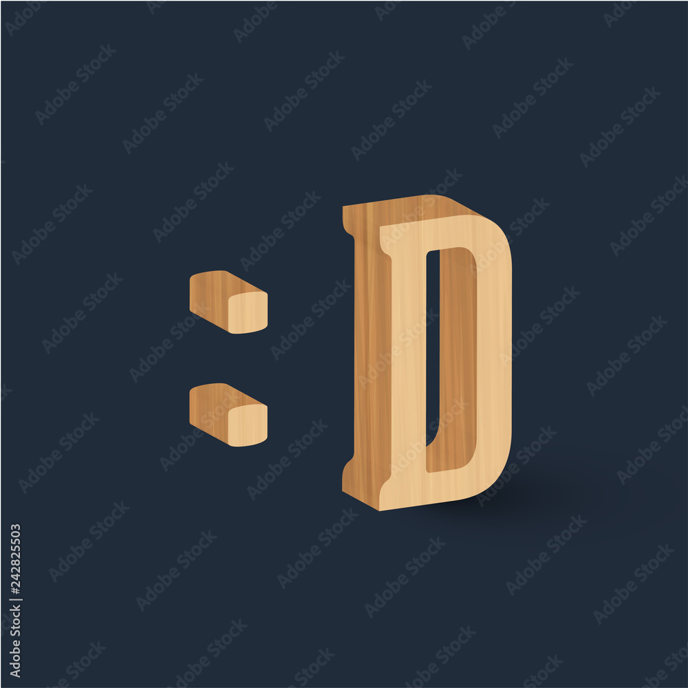 Obraz premium 3D wood font character emoticon, vector