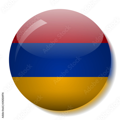 Armenian flag glass button vector illustration